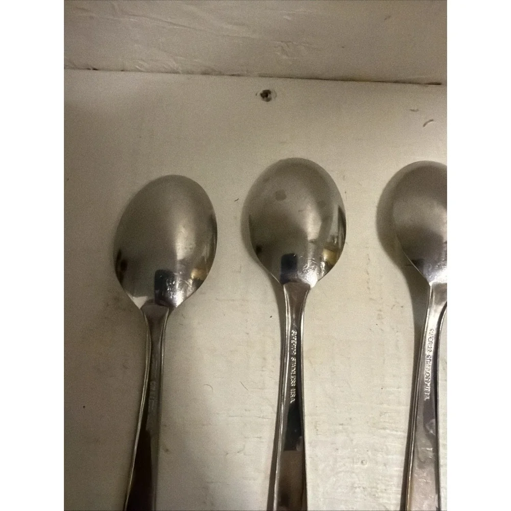 Set of 8 Superior NIGHT SKY pattern stainless oval place soup spoons 6 7/8
